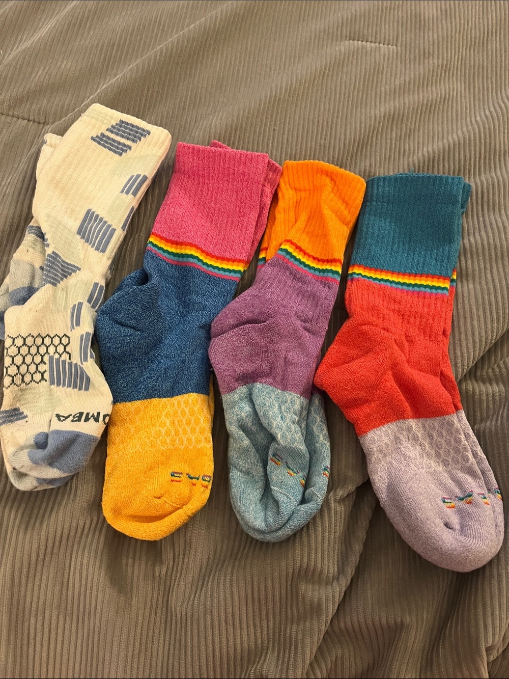 Bombas Colorblock Crew Socks with Rainbow Stripe - Multi Color
